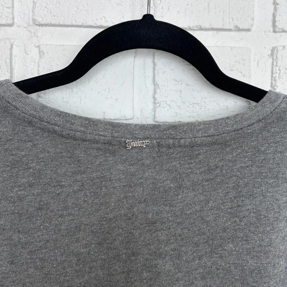 Juicy Couture Women Sweatshirt Medium Gray Graphic Lips Sequin Pullover Vintage - Picture 7 of 7